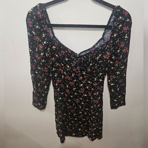 Reformation Sydney Black Floral Sweetheart Mini Dress Size 6 Event Evening